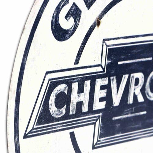 Image of Chevrolet Genuine Parts Round Metal Sign - Vintage Chevrolet Sign for Garage, Shop or Man Cave