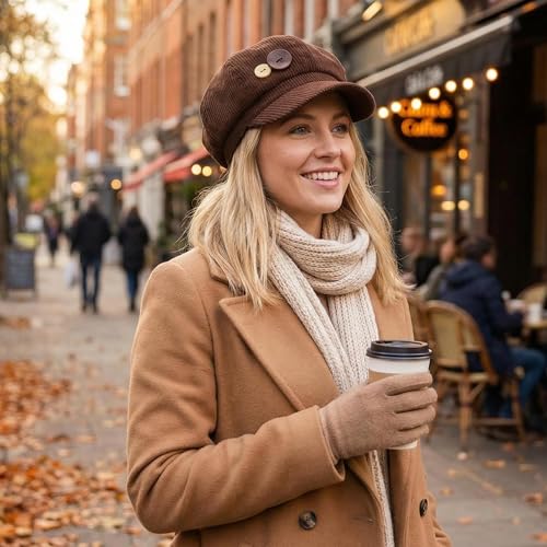 Gorro Boina Marrón para Mujer Vintage de Pana miniatura 7