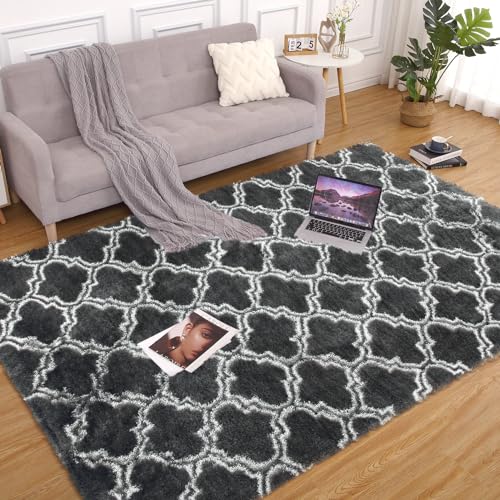 Tapete suave y esponjoso FairOnly 5x8 gris rectangular