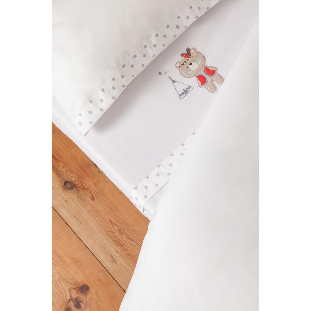 Interbaby Set di lenzuola da miniculla TIPI OSO in bianco e grigio - 450 g