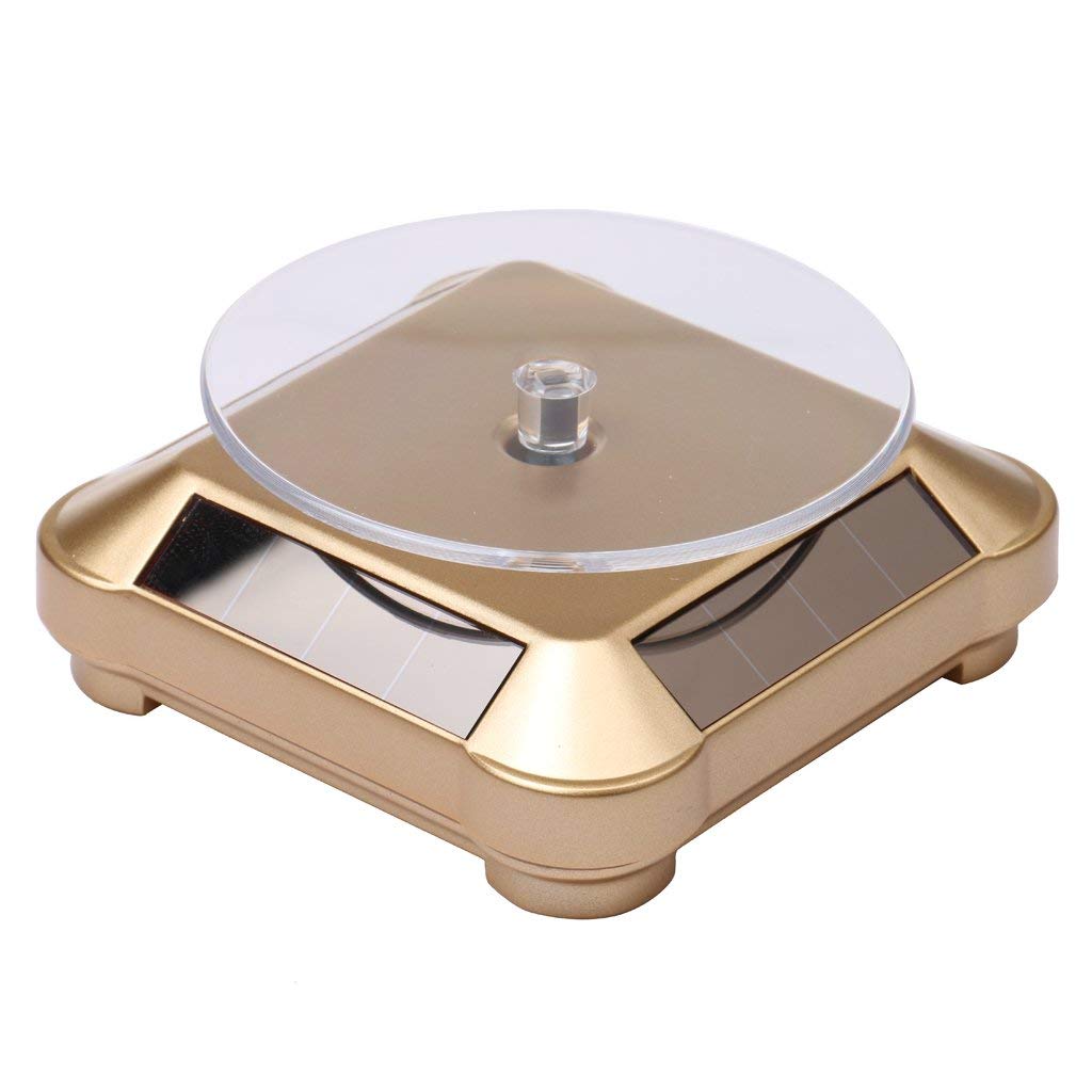 MG MART Rotating Jewelry Display Stand Digital Solar Power Meter with Timer Display, Home and Office Use, Gold-image-34