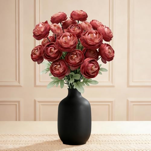 MERRI GLOW Artificial Silk Peony Fake Flowers,6PCS Artificial Faux Peonies Bulbs with 24 Silk Heads for Indoor Outdoor DIY Bouquets Wedding Centerpieces Home Decoration