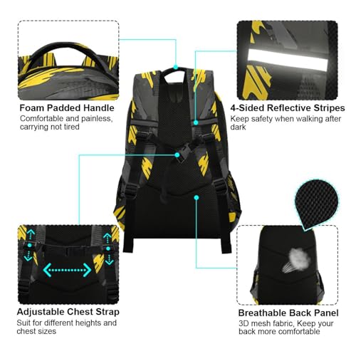 ALAZA Kids Backpack for Boys Girls,Yellow Black Camouflage School Backpack Preschool Elementary Kindergarten School Bag Bookbag Travel Laptop Bag Casual Daypack3