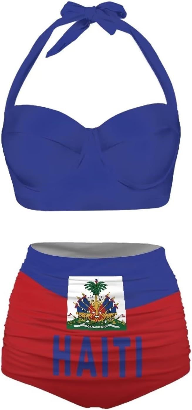 Biyejit Women Two Piece High Waisted Bikini Set Swimsuits Halter Tummy Control Bottoms Bathing Suits S-XXL