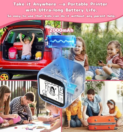 Image of Sticker Printer, 3.5 inch HD Touchscreen Mini Thermal Inkless Printer with Ambient Light, WiFi Portable Sticker Maker Machine with 2000mAh Battery for Kids DIY, Journaling & Gift(Blue)