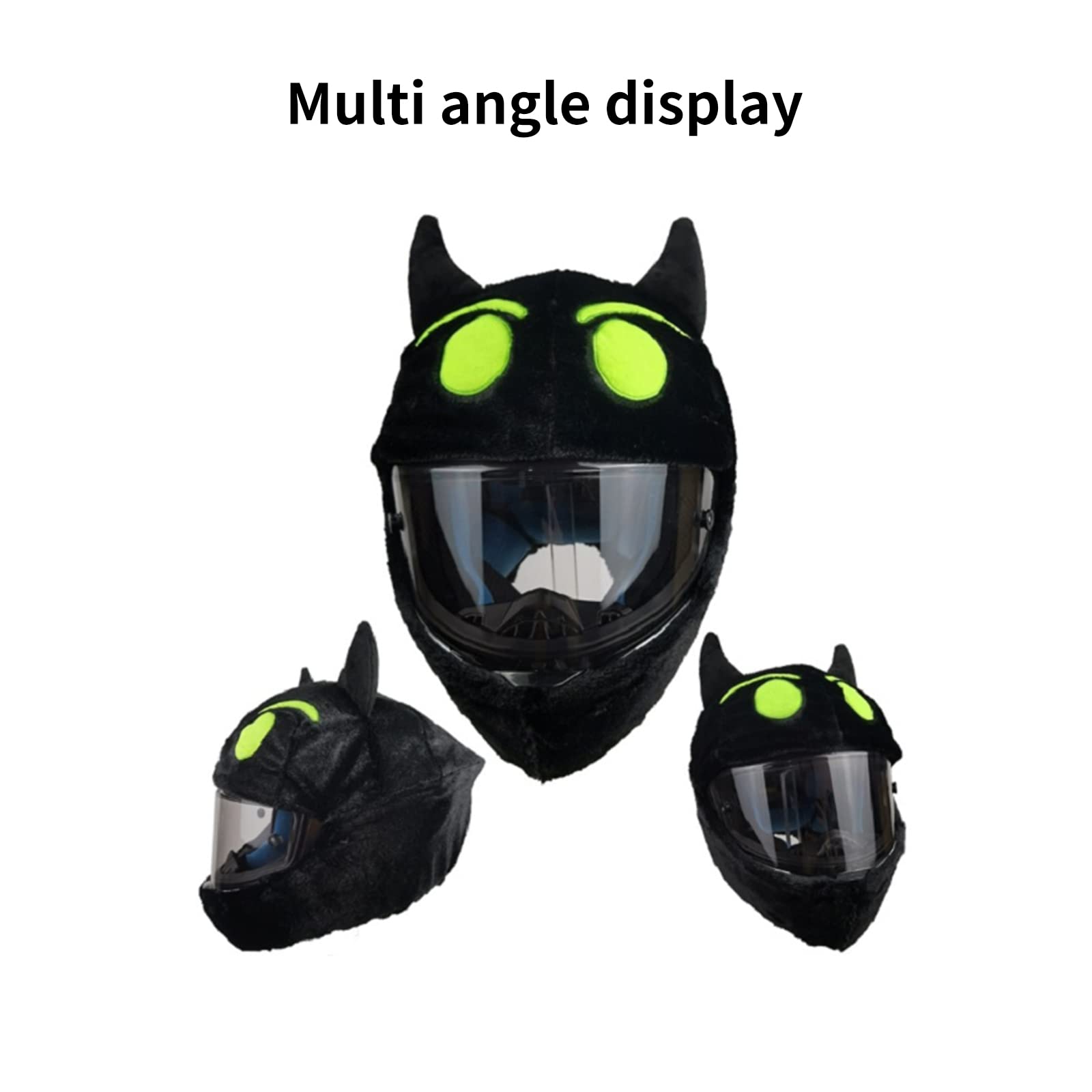 Towwoo Copricasco Moto Peluche, Custodia Protettiva per Casco in Cartone Animato, Copertura Universale per Uomini e Donne (Nero), Taglia Unica