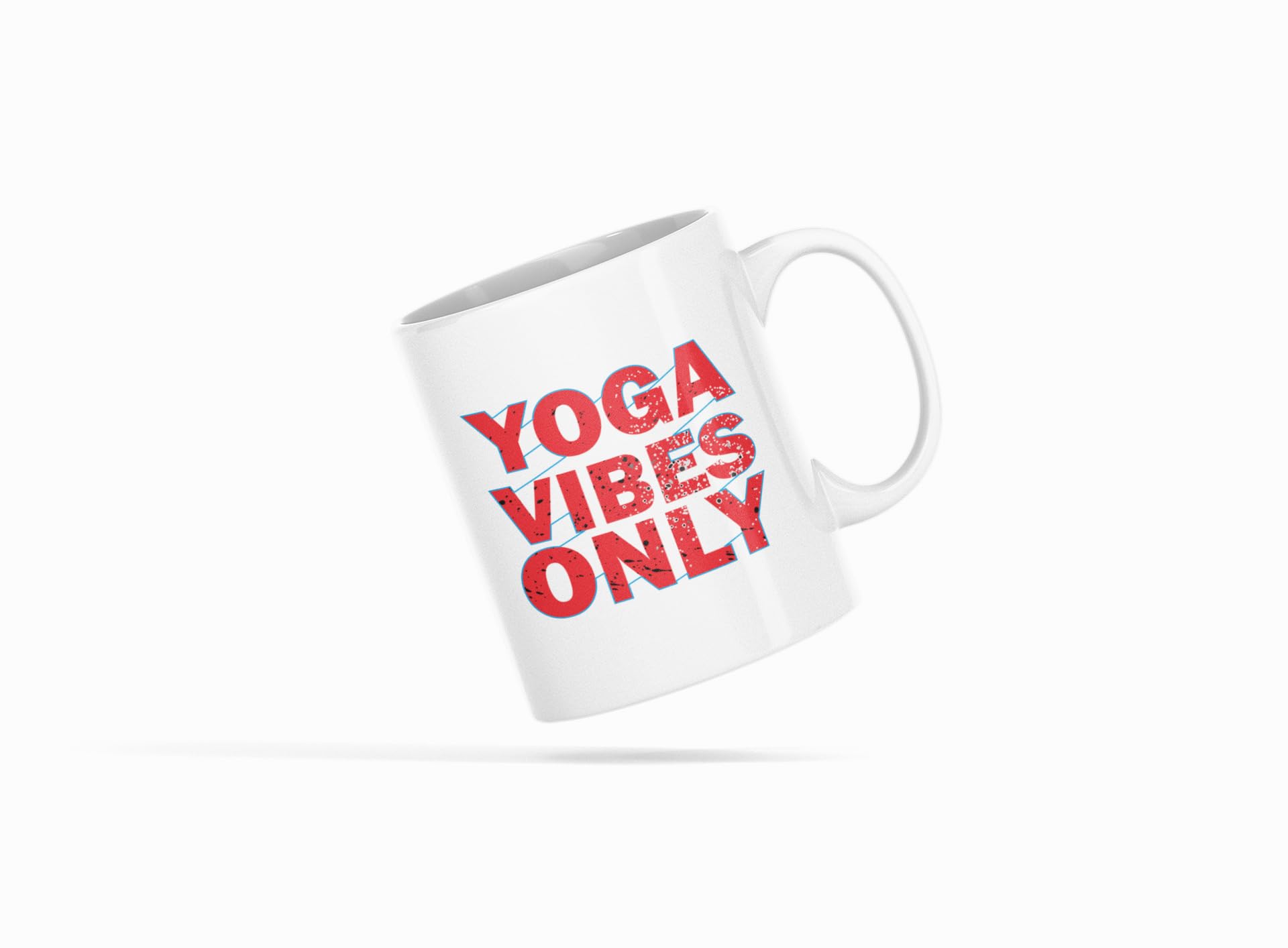 Yellow Orrange Yoga Vibes Only Printed Ceramic Coffee Mug 250 Ml 1