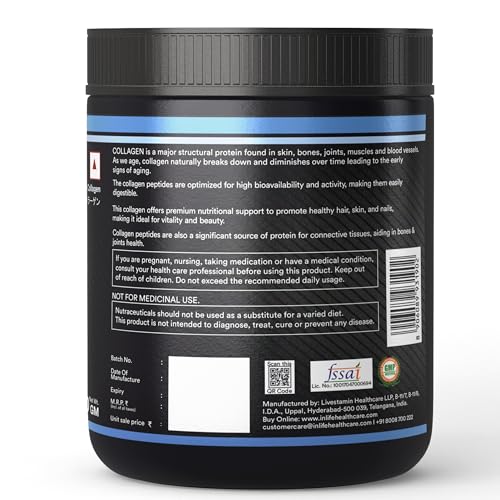 Image of INLIFE Japanese Collagen Powder | Hydrolyzed Collagen with Biotin & Hyaluronic Acid |Blueberry, 200g