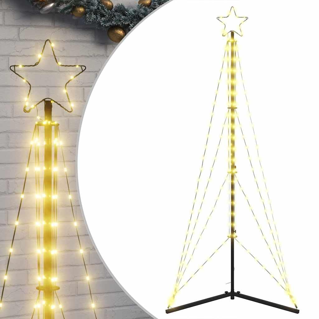 Choinka LED 182 cm, 363 ciepłe białe światło, 8 efektów, IP44, do użytku wewnątrz i na zewnątrz, składana, sztuczna choinka z gwiazdą, łatwy montaż, świąteczna dekoracja