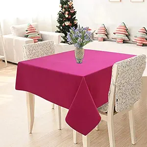 AIRWILL 100% Cotton Solid Pattern 2 Seater Square Table Cover Sized, 36x36 inches (Pink, Pack of 1)