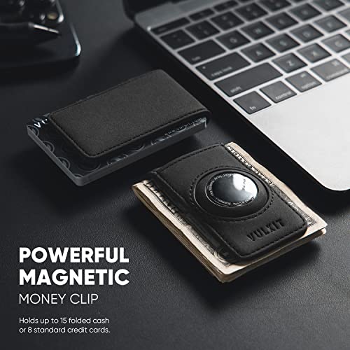 Image of VULKIT Men's Magnetic Money Clip with Airtag Holder - Airtag NOT Included- Holds Up to 15 Cash or 8 Cards, Black, Slim, Minimalist