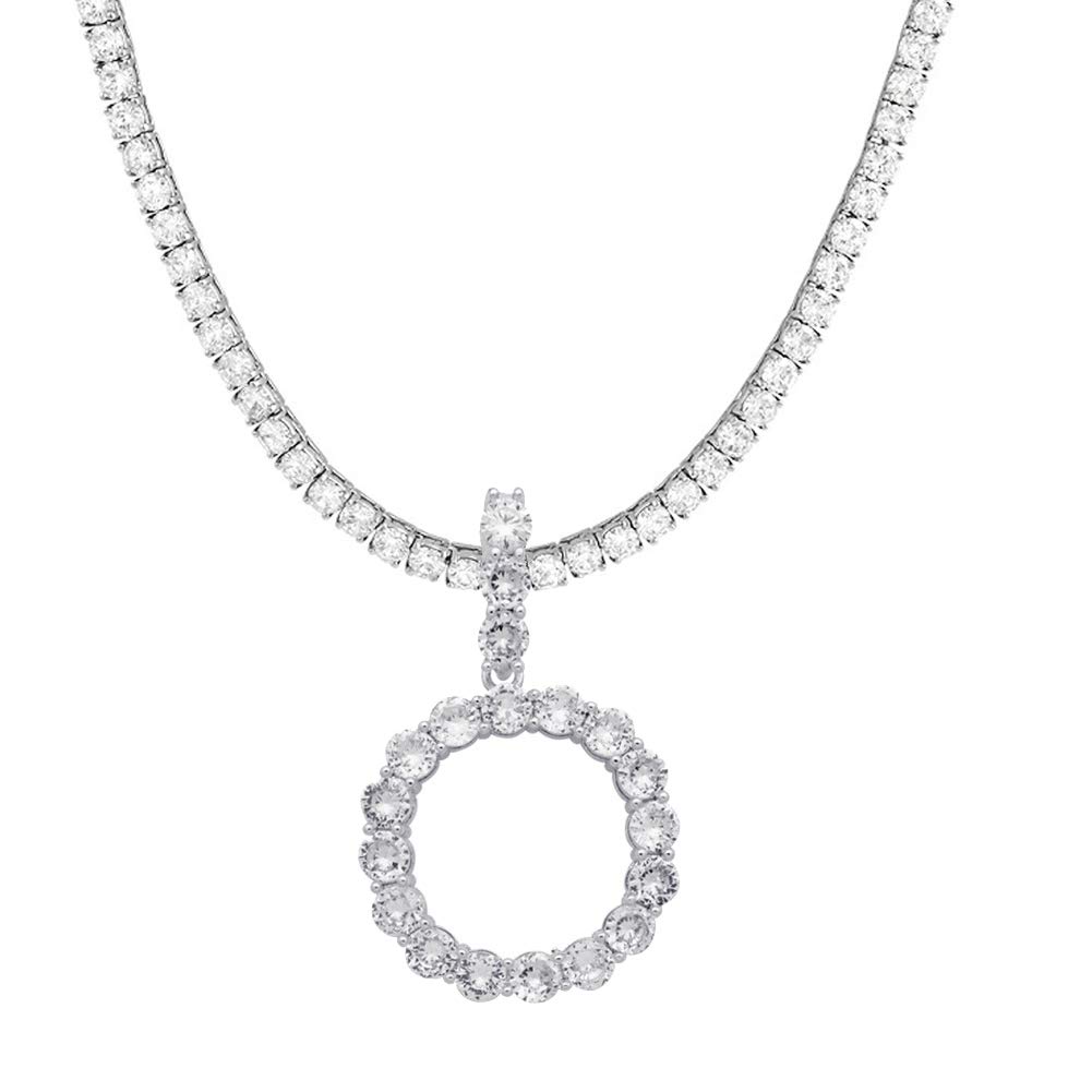 Initial Necklace Silver Tennis Necklaces for Women Tennis Chain custom name necklace Bling CZ personalized Letter Necklace women men