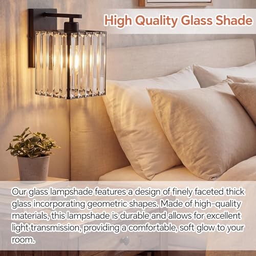 Image of Teenyyou 3 Pcs Crystal Bathroom Vanity Light 3 Lights E26 /E27 Base Modern Short Wall Light Cover over Mirror 1.65 inch Top x 4.7 inch Dia. x 4.7 inch H Lampshade Replacement for Bedroom Bathroom Vanity