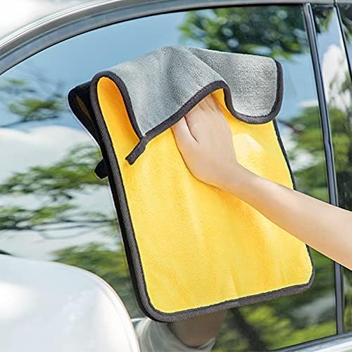 ITME 3 Pcs Microfibre Car Cleaning Cloths, Two-color Thickened Cleaning Cloths Towels with Super Absorbent for Car Wash/Wash Waxing/Polishing/Cleaning & Drying (40 x 30 cm)