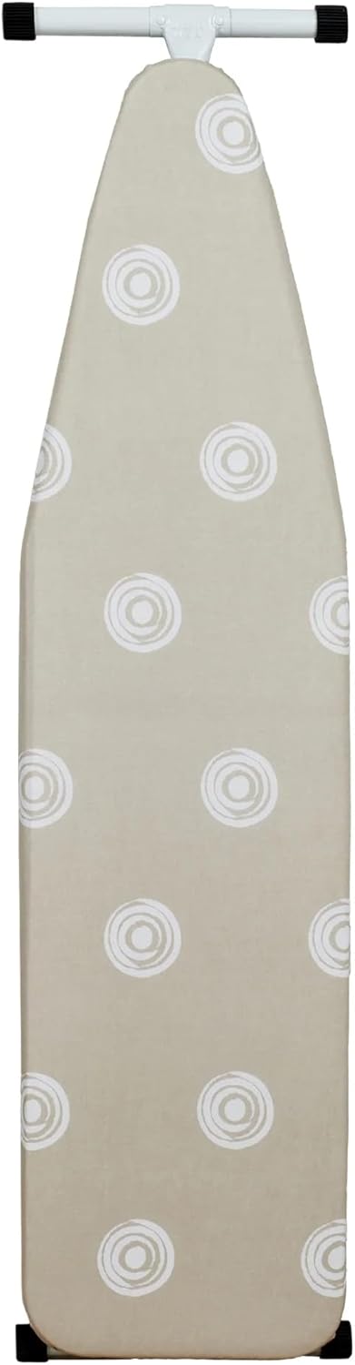 Adjustable Height Ironing Board 53" x 14" – Heavy Duty Steel Frame, Thick Padded Cotton Cover, Non-Slip Feet, Beige – Ideal for Home & Laundry