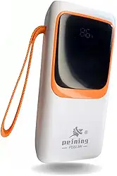 Power Bank Portátil 30000mAh, Carregamento Rápido 22.5W, 4 Portas USB, LED Embutido, Bateria Externa para Smartphones e Dispositivos (white)