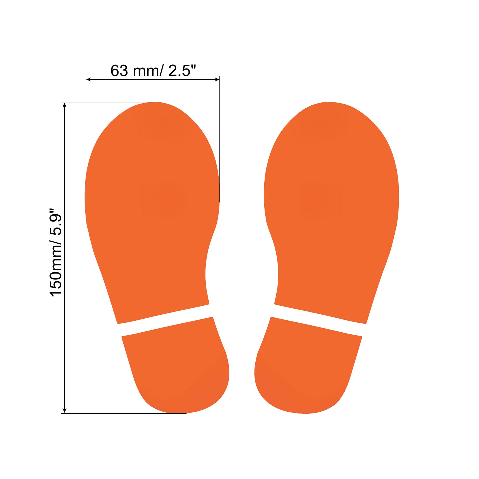 PATIKIL 6x2.5" Footprint Sticker, 4 works PVC Shoes Floor Decal Sign for Class Decor Stair Guide Orange - Image 2