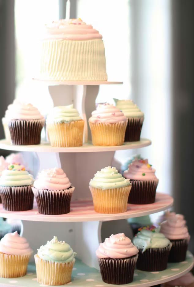 5-Tier White Round Cupcake Display Stand – Reusable Adjustable Dessert Tower for 70–90 Cupcakes – Event Cake Holder for Weddings, Birthdays, Parties, and Celebrations, Gift For LaborDay