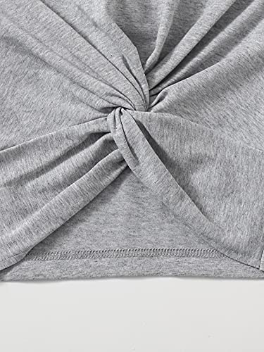 Verdusa Women's 3 Pack Twist Front Short Sleeve Crop Tee Top T Shirts Black White Grey M #TOP4