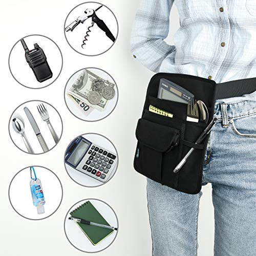Beautyflier Premium Quality Restaurant Waiter Waist Money Pouch Bag Restaurant Apron Bag With Adjustable Belt Pencil Holder And Check Holder (8.25 X 10, Black) #TOP4