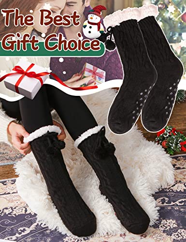 Ebmore Slipper Fuzzy Socks For Women Fluffy Cozy Cabin Winter Warm Soft Fleece Comfy Thick Christmas Stocking Stuffer With Grips(Black) #TOP5
