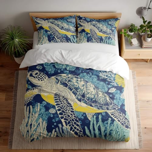 Ocean-Themed Duvet Cover Set - Aquatic Adventure Comforter Set for