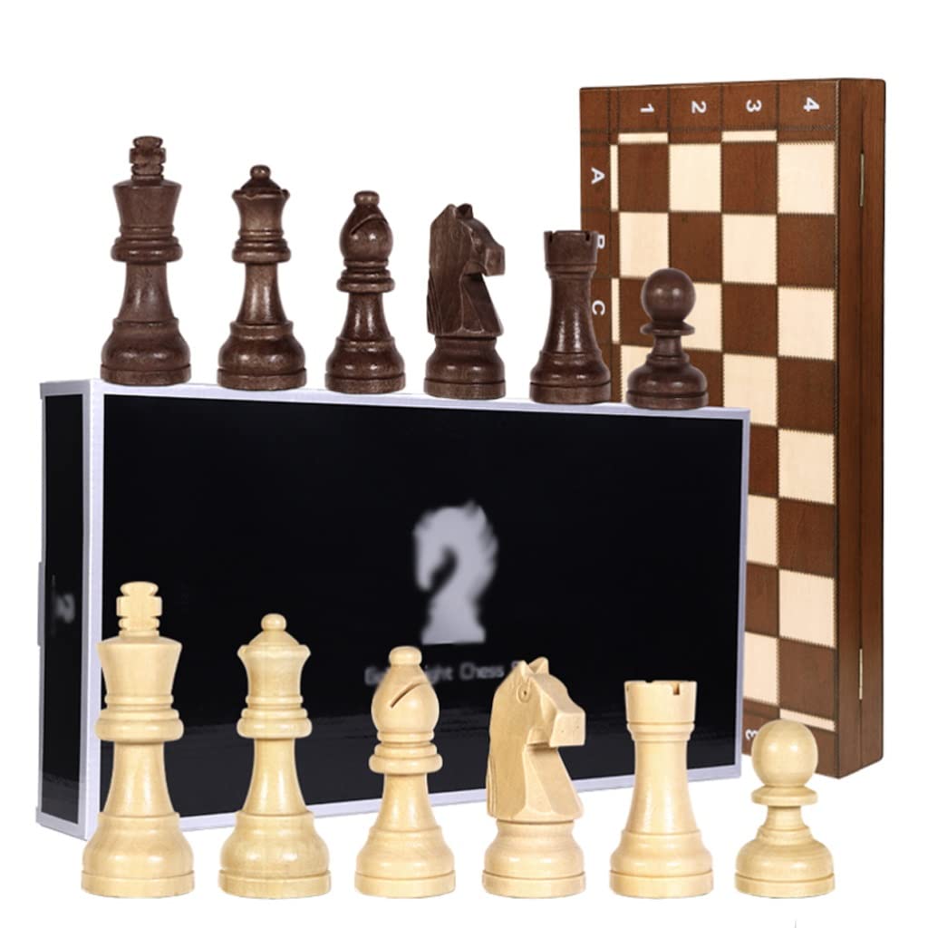 ZAW Schach Schach-Set magnetische Massivholzschach-Falten-Falten-Heißstempelschach-Box 2- zusätzliche Queens Schachbrett-Spiel-Geschenk for Erwachsene Chess (Color : Magnetic)