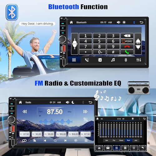 Radio para auto doble din 7" IPS con Bluetooth y pantalla táctil miniatura 4