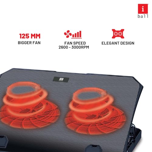 iBall ICEPAD LP1 Laptop Cooling Pad, Mesh Surface, 125 mm Bigger Fan, Suitable up to 15.6 Laptops, Ergonomic Designed, 2 Adjustable Height, 1 USB Port - Image 4