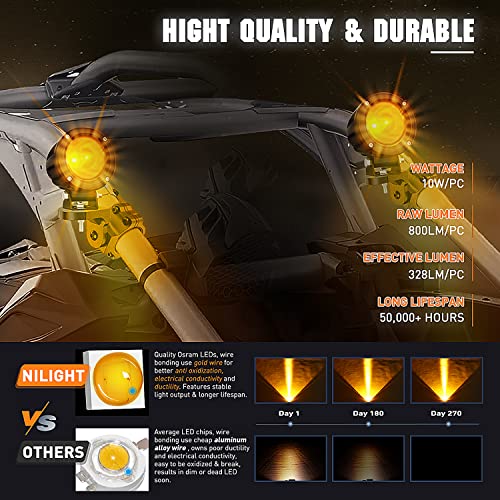 Image of Nilight 2 PCS 3 Inch Spot Round Amber Motorcycle LED Pods