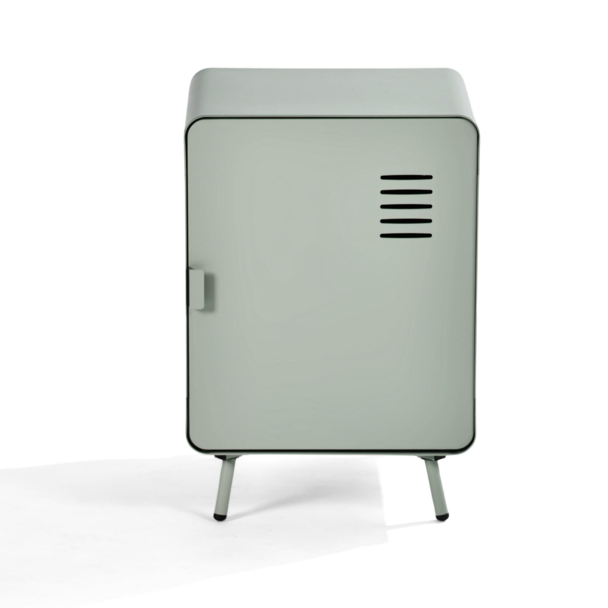 homy casa industrial locker style telephone table with ventilated steel door and storage shelf compact metal table for hallway living room or wallside use dusty blue