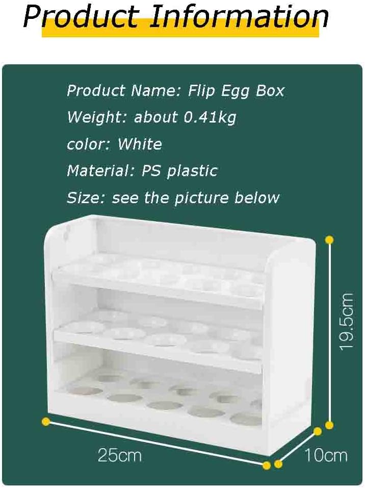 Refrigerator Egg Dispenser,Home Refrigerator Egg Storage Box, Three Layers Thickened Egg Tray Storage Box, Holds 30 Eggs
