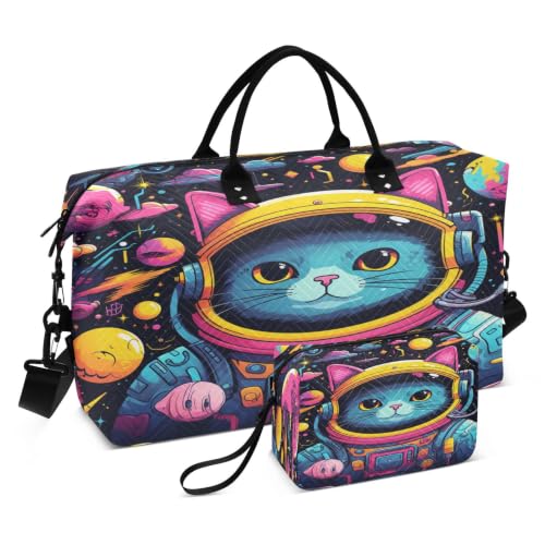 Sac de sport chat bleu astronaute résistant pour piscine et filles