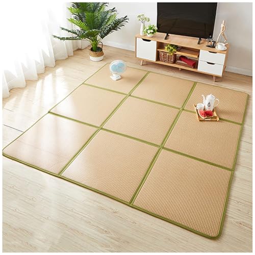 Alfombra De Suelo Estilo Tatami Japonés, Esterilla De Ratán Plegable y Transpirable para Dormir, Base para Futón, Ideal para Sala De Estar, Dormitorio o Sala De Juegos,C,2pcs