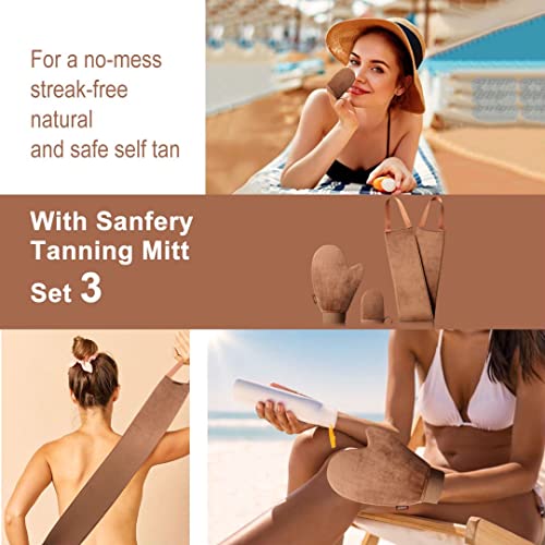 Sanfery Self Tanner Mitt - Self Tanning Mitt Applicator With【Us Patent】Tanning Glove For Self Tan Mitt Applicator, Back Applicator, Mini Self Tan Mit, 3 Set Tanning Mitts Self Tanner Glove, Tan Glove #TOP1