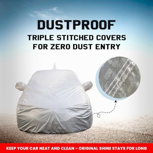 Image of Autofact Waterproof Car Body Cover Compatible with Nissan Magnite (2020 to 2021) with Mirror and Antenna Pockets (Shinning Silver)