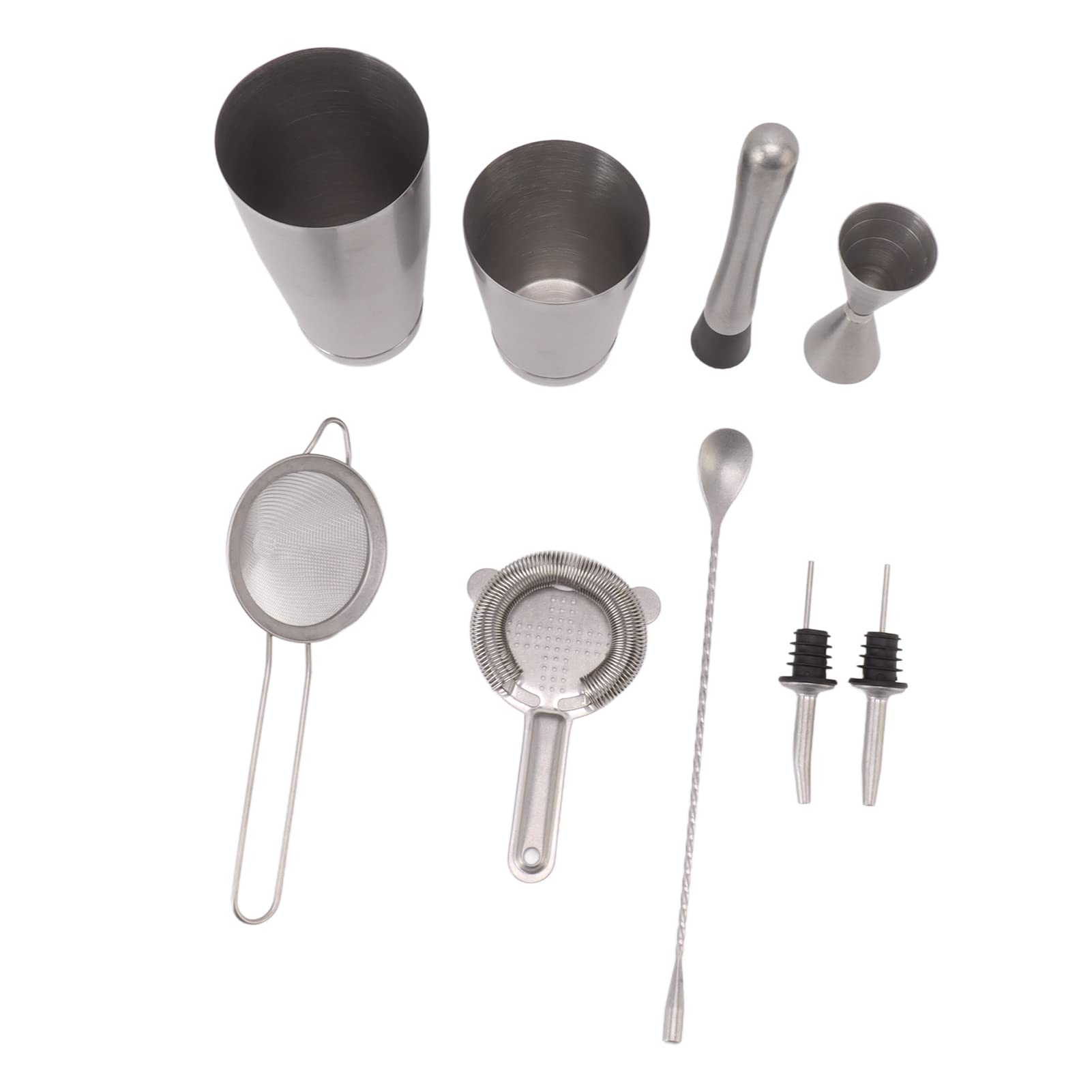 Bartender Kit Boston Shaker, Set per Bar in Acciaio Inossidabile con Shaker, Muddler e Cucchiaio per Miscelazione, per Cocktail e Bevande Miste (Style C)