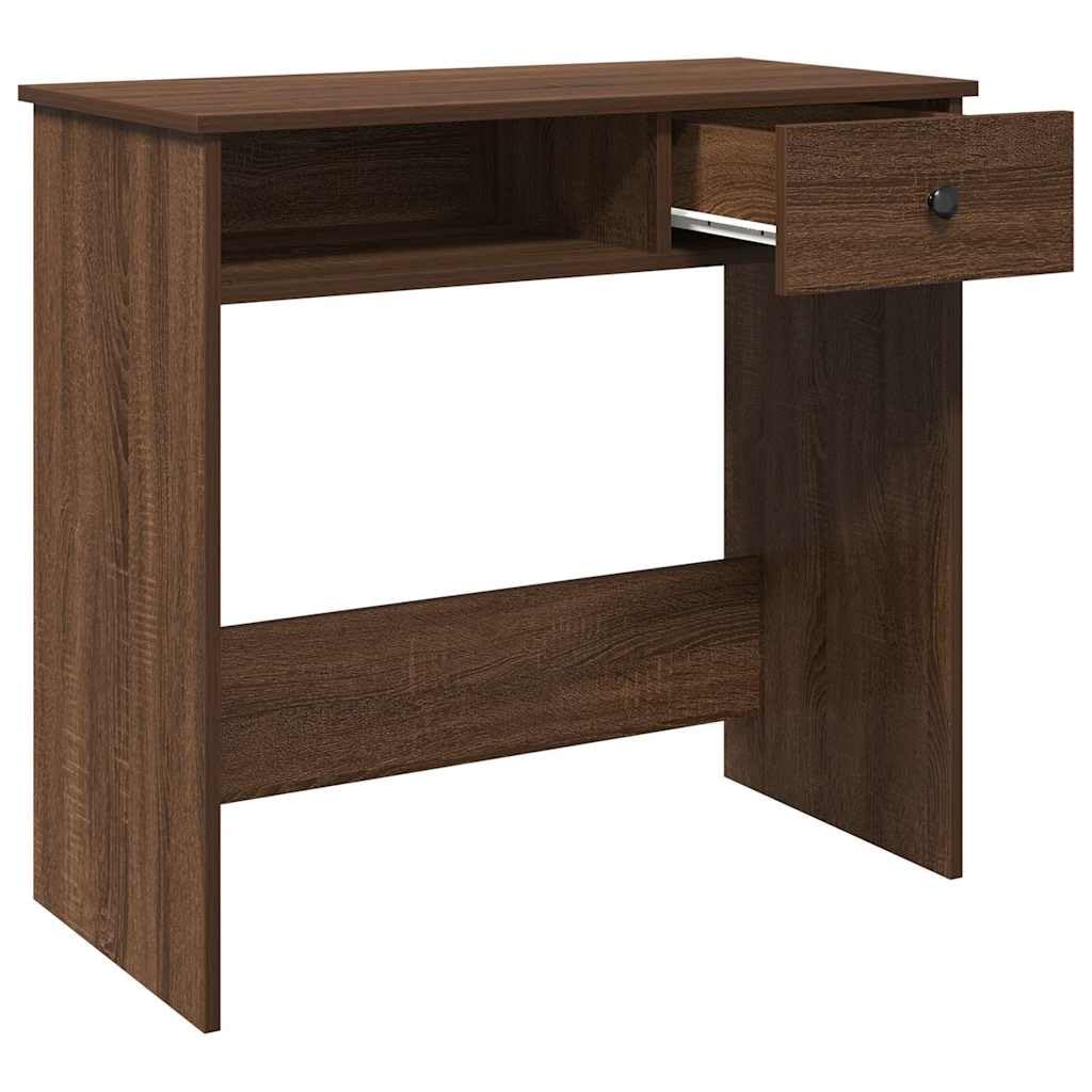 Escritorio con aspecto de roble marrón 80 x 40 x 75 cm, mesa de oficina de material de madera resistente con amplia superficie de trabajo para ordenador, documentos y portátiles, versátil