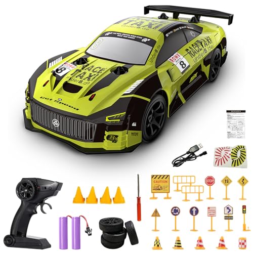HUIKUANGEU Coche Teledirigido Niños,Coche Teledirigido Drift,Drift RC Car,Juguetes Niños,Radiocontrol Coche de Juguete,Coches Teledirigidos Niños con luz LED,para Adultos y Niños Mayores de 8 Años