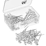 Outus 100 Pieces Flower Pins Corsages Pins Head Pins Wedding Bouquet Pins Crystal Pins Floral Bouquet Pins Clear (2 Inch)