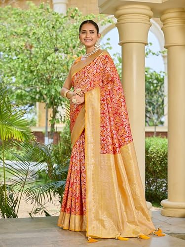 MANOHARI yellow banarasi silk saree – image 2