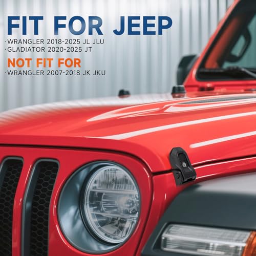 Image of Hood Latches Locking Hood Catch Kit Compatible with Jeep Wrangler JL JLU 2018-2025 / Gladiator JT 2020-2025 (Black)