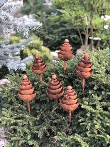 Rusty flowers set of 6, Garden stakes garden decor, Metal garden decor, Metal yard art, Outdoor metal decor, Rusty metal garden sculpture