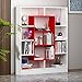 VENUS Libreria - Scaffale per libri - Scaffale per ufficio / soggiorno dal design moderno (Bianco / Rosso)