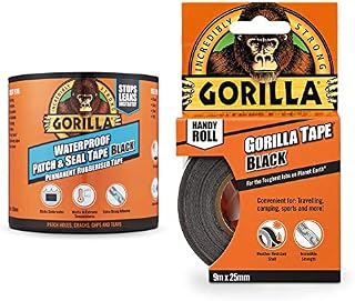 Gorilla Waterproof Patch & Seal Tape Black 3m and Tape Handy Roll Black 9m