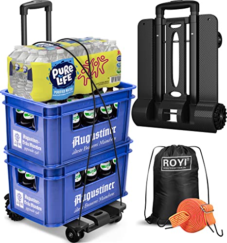 Tomser Folding Hand Truck - 270 Lbs Heavy Duty Dolly Cart For Moving Lightweight Utility Cart For Luggage Folding Cart With Wheels Collapsible Platform Cart For Travel Shopping Airport Office, Black #TOP6