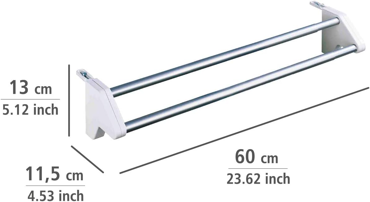 WENKO Sèche-linge pour radiateur Twin - télescopique, Aluminium, 60 x 13 x 11.5 cm, Aluminium