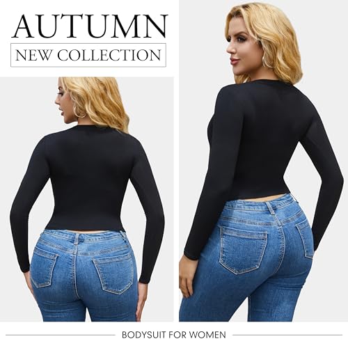 5 Piece Women's Activewear T-Shirts Long Sleeve Crop Tops Crew Neck Stretch Fitted Workout Clothing2