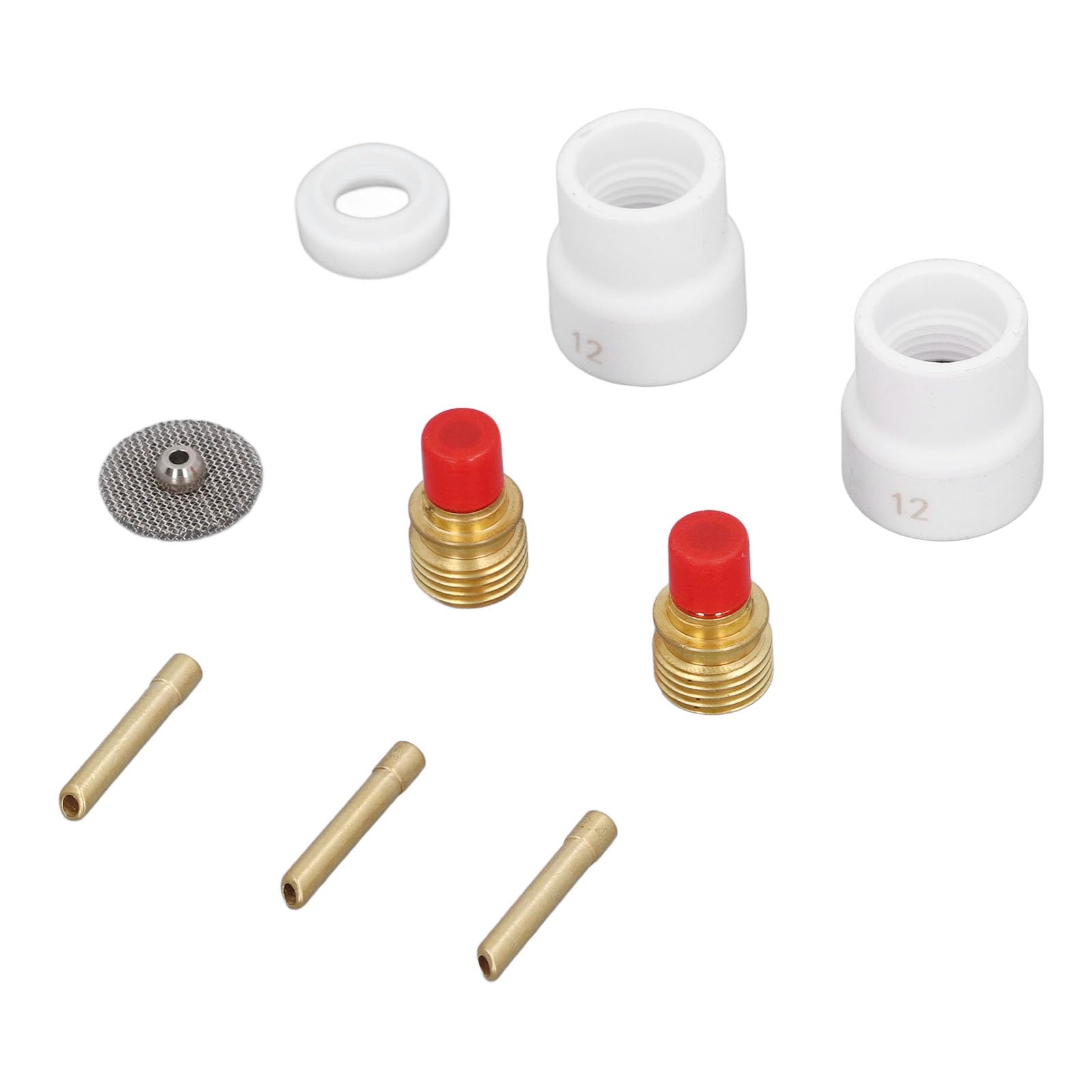 TIG White Ceramic Cup12 Pcs Set TIG Gas Lens Kit for WP 9 20 25 Series, Versatile Application, Wide Compatibility with Convenient Storage
