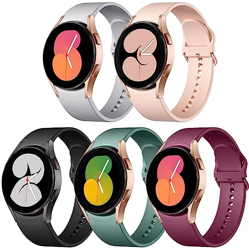 Lerobo 5 Pack Bands Compatible with Galaxy Watch 7 6 5 4 Band 40mm 44mm/Galaxy Watch 6 4 Classic 43mm 47mm 46mm 42mm/Watch 5 pro 45mm,Active 2 Band, 20mm Band Soft Silicone Sport Band Women Men